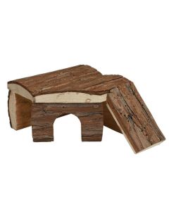 A&E Cage Company Small Nibbles Log Cabin Hut with Ramp