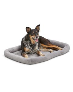 MidWest Quiet Time Deluxe Diamond Stitch Bolstered Pet Bed Gray 36"