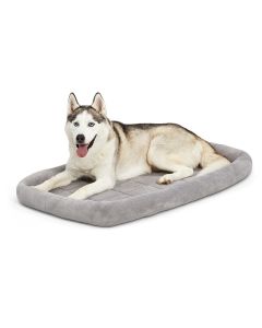MidWest Quiet Time Deluxe Diamond Stitch Bolstered Pet Bed Gray 42"