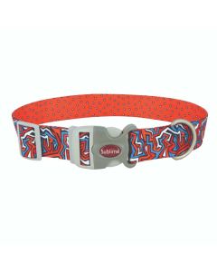 Coastal Sublime Red & Blue Graffiti with Stars Collar 1.5" x 18"-26"
