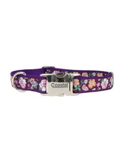 Coastal Pet Attire  Purple Floral Ribbon Collar 5/8" x 8"-12"