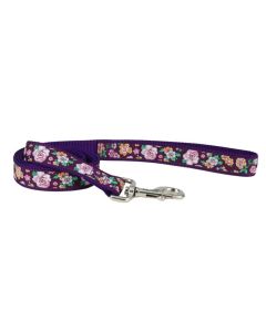 Coastal Purple Floral Pet Attire Ribbon Lead 1" x 6ft