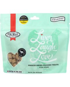 Primal Liver, Laugh, Love Freeze-Dried Chicken Treats for Dogs 1.5 oz.