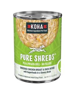 KOHA Pure Shreds Shredded Chicken Breast & Duck Entree for Dogs 12.5 oz.
