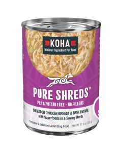 KOHA Pure Shreds Shredded Chicken Breast & Beef Entree for Dogs 12.5 oz.