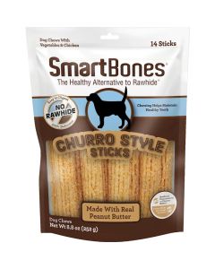 SmartBones Churro Style Sticks Peanut Butter Flavor Dog Treats 14 count