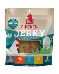 Plato Pet Treats Chicken Jerky with Goat Milk Dog Treats 7 oz.