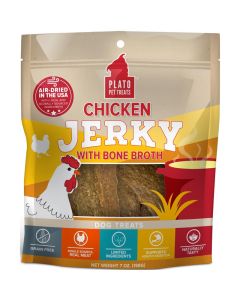 Plato Pet Treats Chicken Jerky with Bone Broth Dog Treats 7 oz.