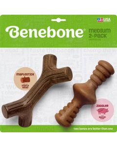 Benebone Medium 2-Pack Zaggler & Maplestick Dog Chew Toy