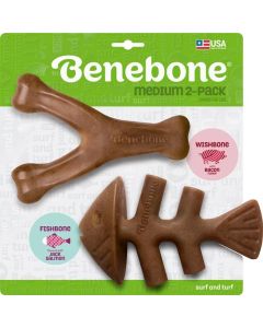 Benebone Medium 2-Pack Wishbone & Fishbone Dog Chew Toy