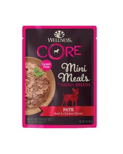 Wellness CORE Grain Free Mini Meals for Small Breeds Pate Beef & Chicken Dinner 3 oz. Pouch