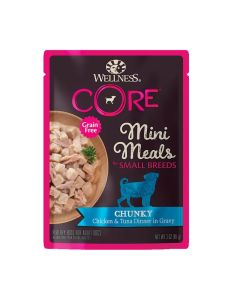 Wellness CORE Grain Free Mini Meals for Small Breeds Chunky Chicken & Tuna Dinner in Gravy 3 oz.