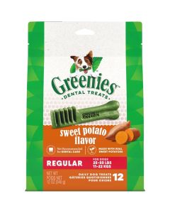 Greenies Dental Treats Sweet Potato Flavor for Dogs 12oz. Regular 12 ct