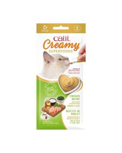 Catit Creamy Superfoods Chicken with Coconut & Kale Treat for Cats 4pk