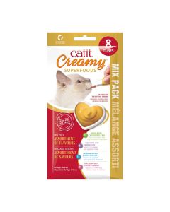 Catit Creamy Superfoods Mix Pack Assorted Flavors Treat for Cats 8pk
