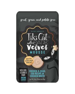 Tiki Cat After Dark Mousse Velvet Chicken and Quail Egg Recipe in Chicken Broth  2.8oz