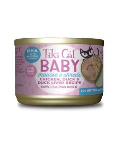 Tiki Cat Baby Mousse & Shreds Chicken, Duck, and Duck Liver 1.9oz 3 pack