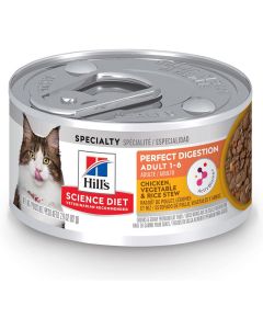 Hills Science Diet Adult Perfect Digestion Chicken, Vegetable & Rice Stew Can Cat Food 2.9 oz.