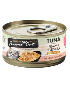 Fussie Cat Tuna with Prawn Formula in Gravy 2.82 oz.