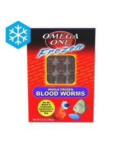 Omega One Frozen Blood Worms Fish Food 3.5 oz