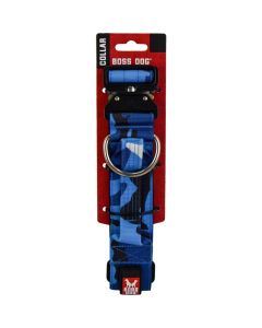 Boss Dog Tactical Collar Blue Camo 15-18 in Medium