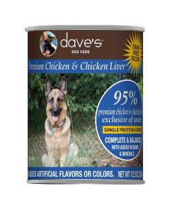Dave's Pet Food 95% Premium Chicken & Chicken Liver Grain-Free Recipe Can Food for Dogs