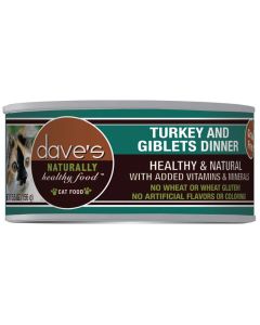 Dave’s Grain-Free Naturally Healthy Food Turkey & Giblets Dinner Can Food for Cats 5.5 oz.