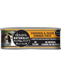 Dave’s Grain-Free Naturally Healthy Food Chicken & Duck Dinner Pate Can Food for Cats 5.5 oz.