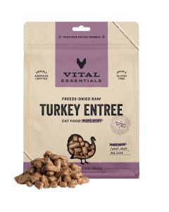 Vital Essentials Freeze-Dried Raw Turkey Entree Mini Nibs Cat Food 8 oz
