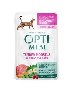 Optimeal Lamb & Veggies Tendor Morsels in Aspic Wet Cat Food, 3-oz pouch
