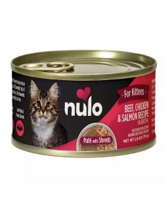 Nulo Kitten Grain Free Beef Chicken and Salmon Pate with Shreds 2.8oz