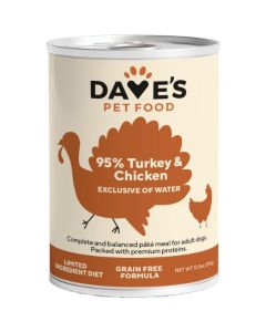 Dave's 95% Premium Meats Turkey & Chicken For Dogs 12.5 oz